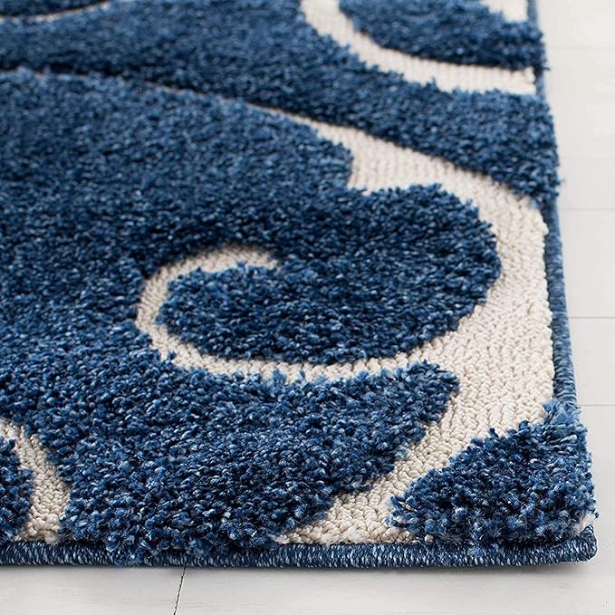 Blue Floral Hi-Lo Shaggy Carpet – Super Soft Handcrafted Microfiber Rug