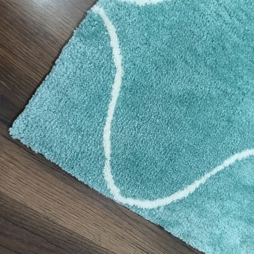 Handcrafted New Sky Blue Shaggy Carpet