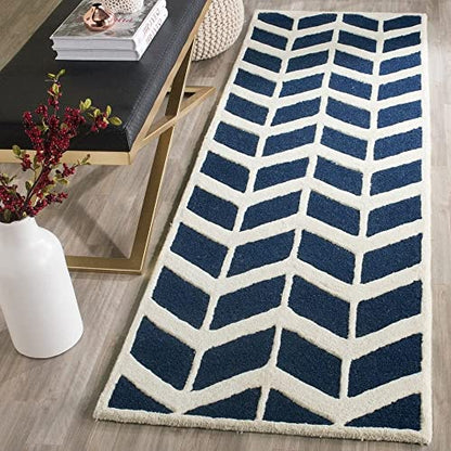 Blue & White Hand-Tufted Wool Carpet – Premium Handmade Designer Rug