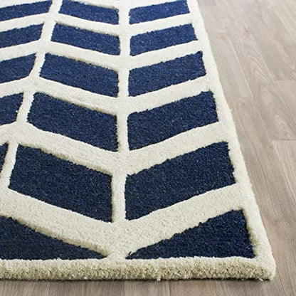 Blue & White Hand-Tufted Wool Carpet – Premium Handmade Designer Rug