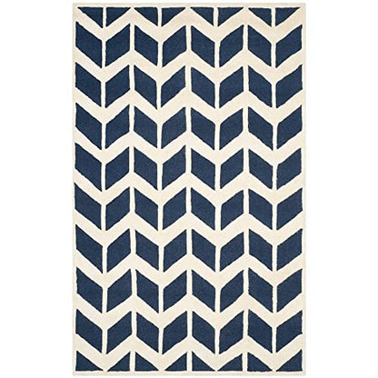 Blue & White Hand-Tufted Wool Carpet – Premium Handmade Designer Rug