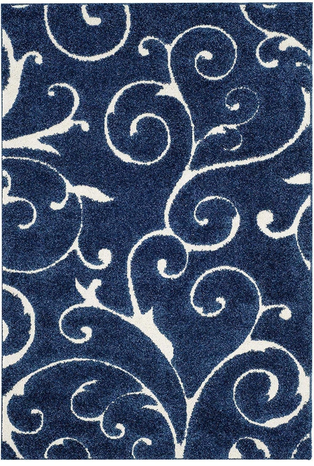 Blue Floral Hi-Lo Shaggy Carpet – Super Soft Handcrafted Microfiber Rug