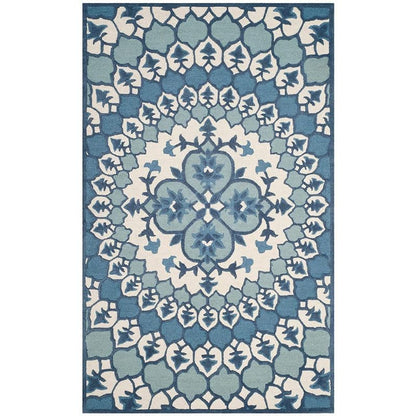 Blue Floral High-Low Pile Hand-Tufted Wool Carpet – Premium Designer Rug