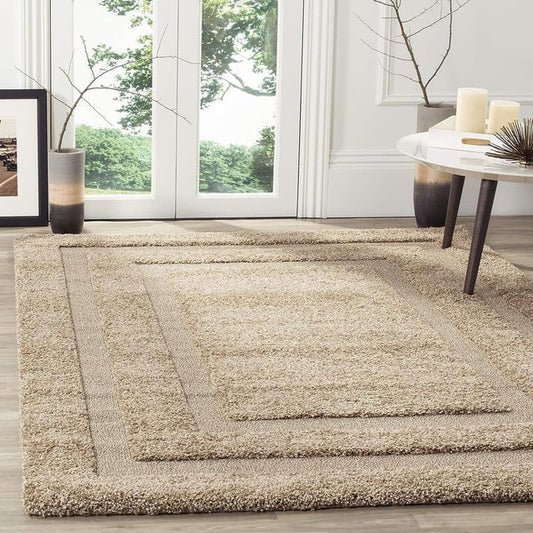 Handcrafted Beige New Shaggy Carpet