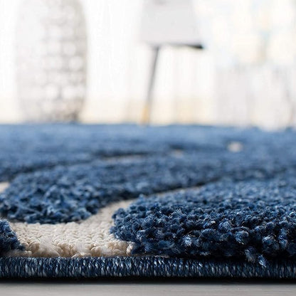 Blue Floral Hi-Lo Shaggy Carpet – Super Soft Handcrafted Microfiber Rug