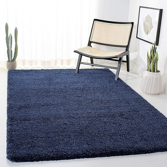 Blue Solid Shaggy Carpet – Ultra-Soft Handwoven High-Density Microfiber Rug