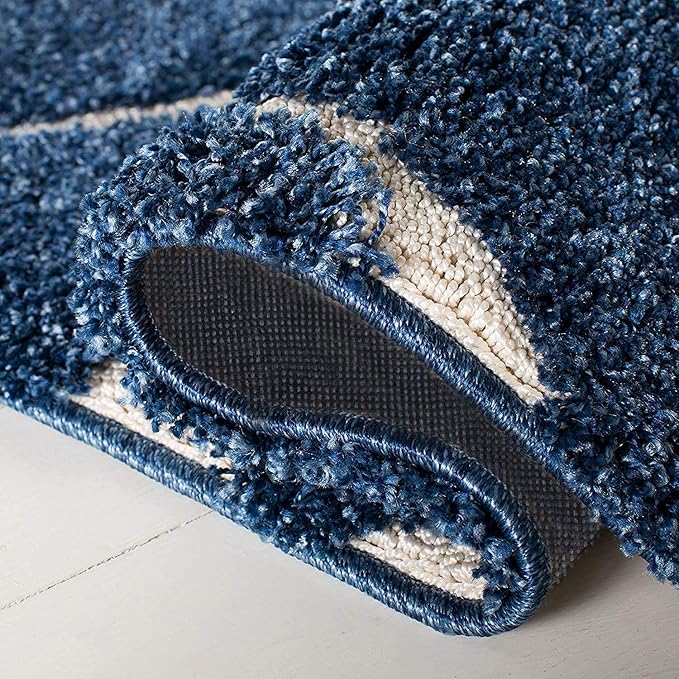 Blue Floral Hi-Lo Shaggy Carpet – Super Soft Handcrafted Microfiber Rug