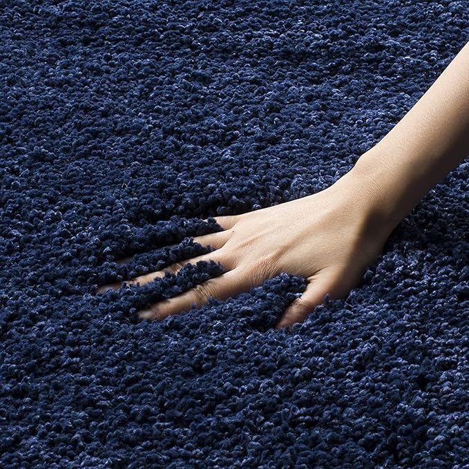 Blue Solid Shaggy Carpet – Ultra-Soft Handwoven High-Density Microfiber Rug