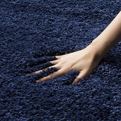 Blue Solid Shaggy Carpet – Ultra-Soft Handwoven High-Density Microfiber Rug