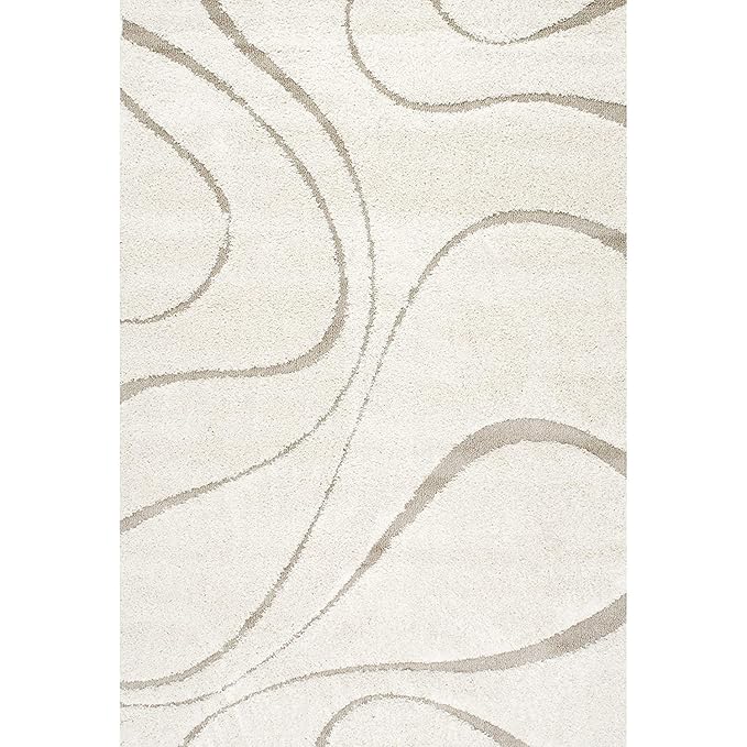 Cream Swirl Shaggy Carpet