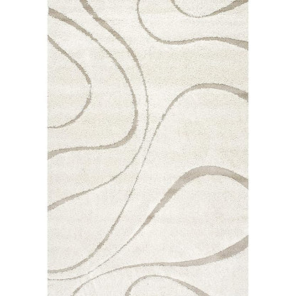 Cream Swirl Shaggy Carpet