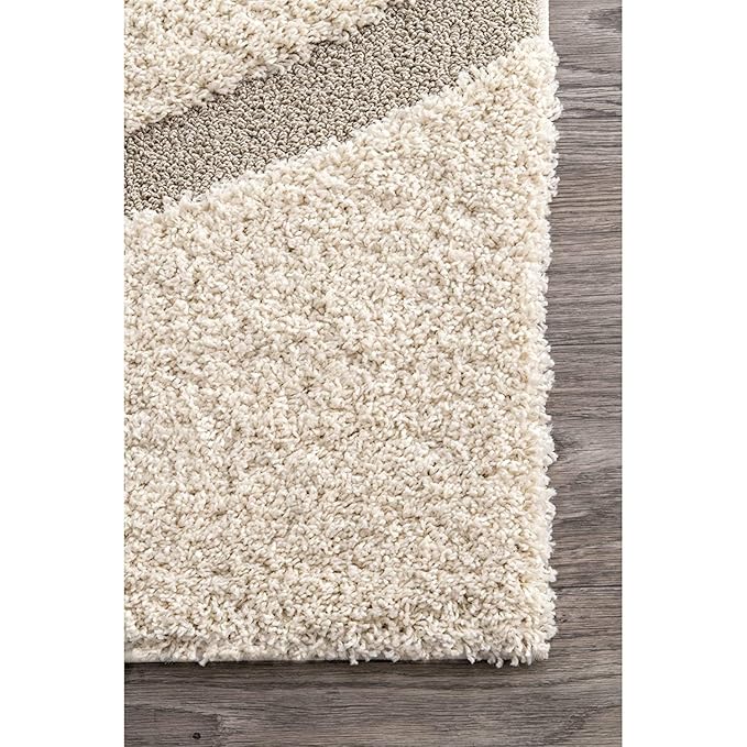 Cream Swirl Shaggy Carpet