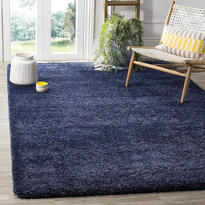 Blue Solid Shaggy Carpet – Ultra-Soft Handwoven High-Density Microfiber Rug
