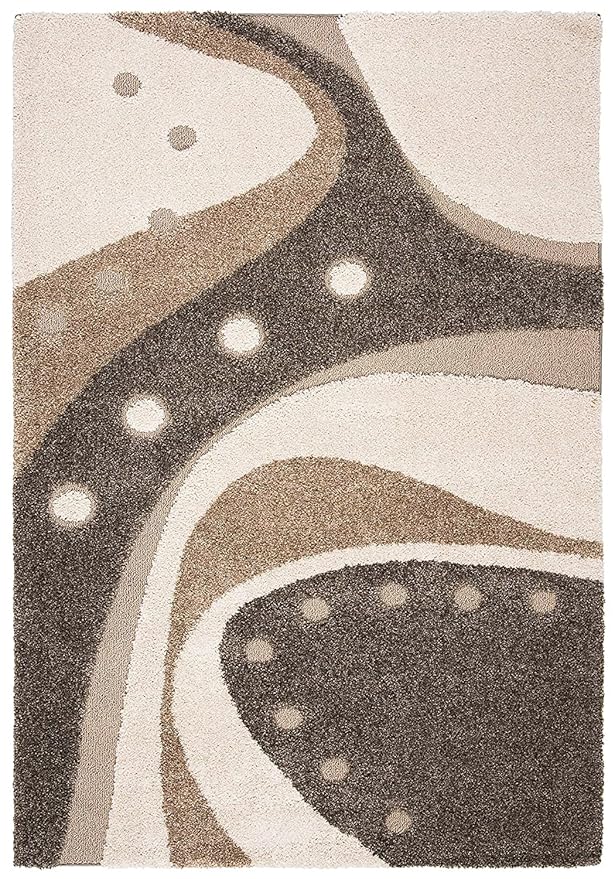 Handcrafted Beige & Brown Shaggy Carpet New
