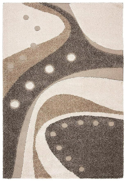 Handcrafted Beige & Brown Shaggy Carpet New
