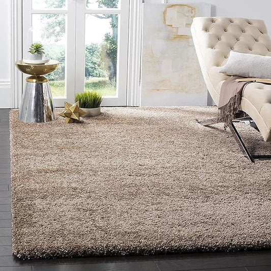 Handcrafted Beige Shaggy Carpet