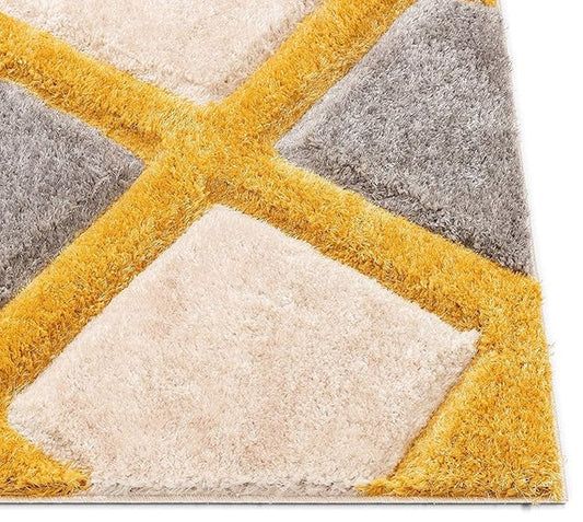 Premium Handcrafted Beige Yellow Shaggy Carpet