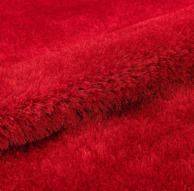 Premium Handcrafted Red Shaggy Carpet