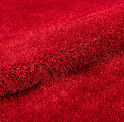 Premium Handcrafted Red Shaggy Carpet