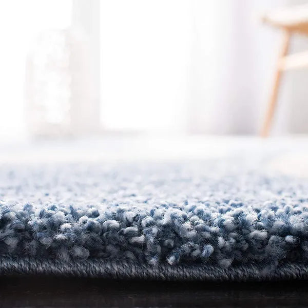 Blue & White Geometric Shaggy Carpet – Super Soft Handwoven Microfiber Rug