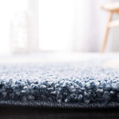 Blue & White Geometric Shaggy Carpet – Super Soft Handwoven Microfiber Rug