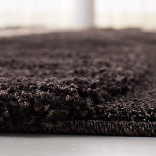 Premium Round Off White & Brown Shaggy Carpet