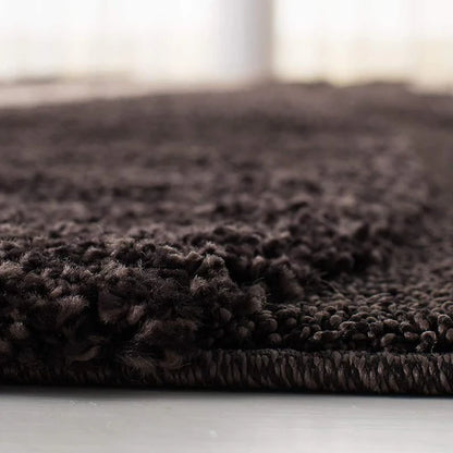 Premium Round Off White & Brown Shaggy Carpet