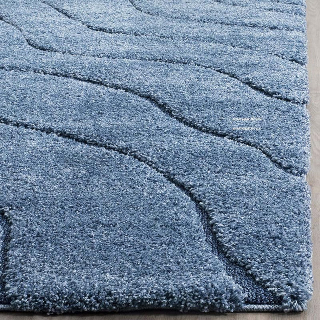 Premium Round Teal Blue Handcrafted Shaggy Carpet