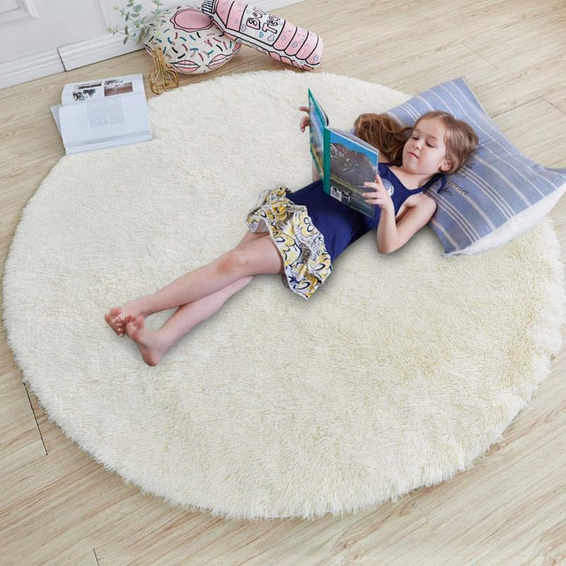 Premium Round Shaggy Carpet – Super Soft Microfiber Wool | Anti-Skid | Plush Area Rug for Living Room & Bedroom