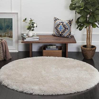Premium Round Shaggy Carpet – Super Soft Microfiber Wool | Anti-Skid | Plush Area Rug for Living Room & Bedroom