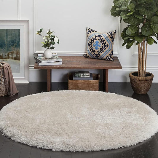 Premium Round Shaggy Carpet – Super Soft Microfiber Wool | Anti-Skid | Plush Area Rug for Living Room & Bedroom
